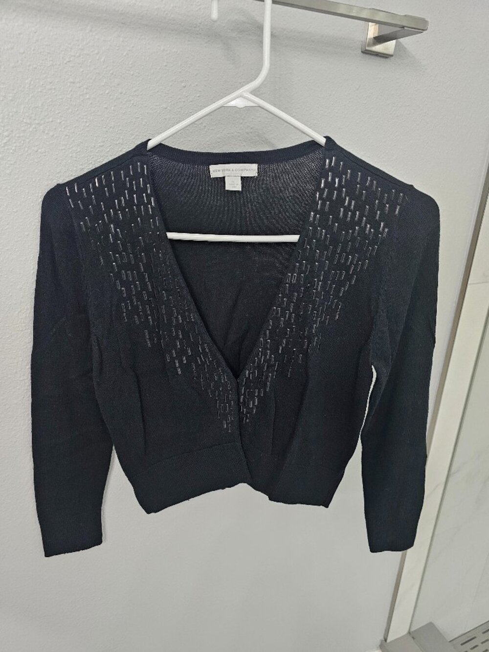 NY&C Beaded Cropped Sweater - Size XS